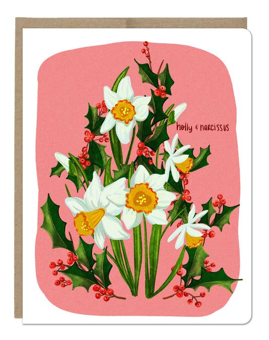 December Birth Month Flower Holly / Narcissus