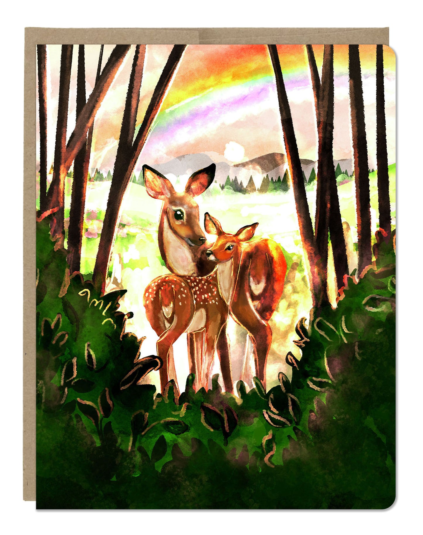 Mama and Baby Deer Greeting Card