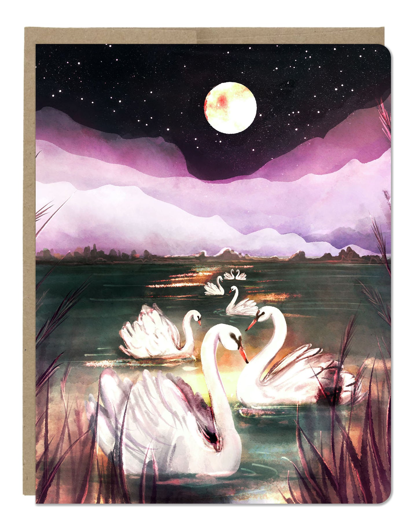 Seven Swans Greeting Card